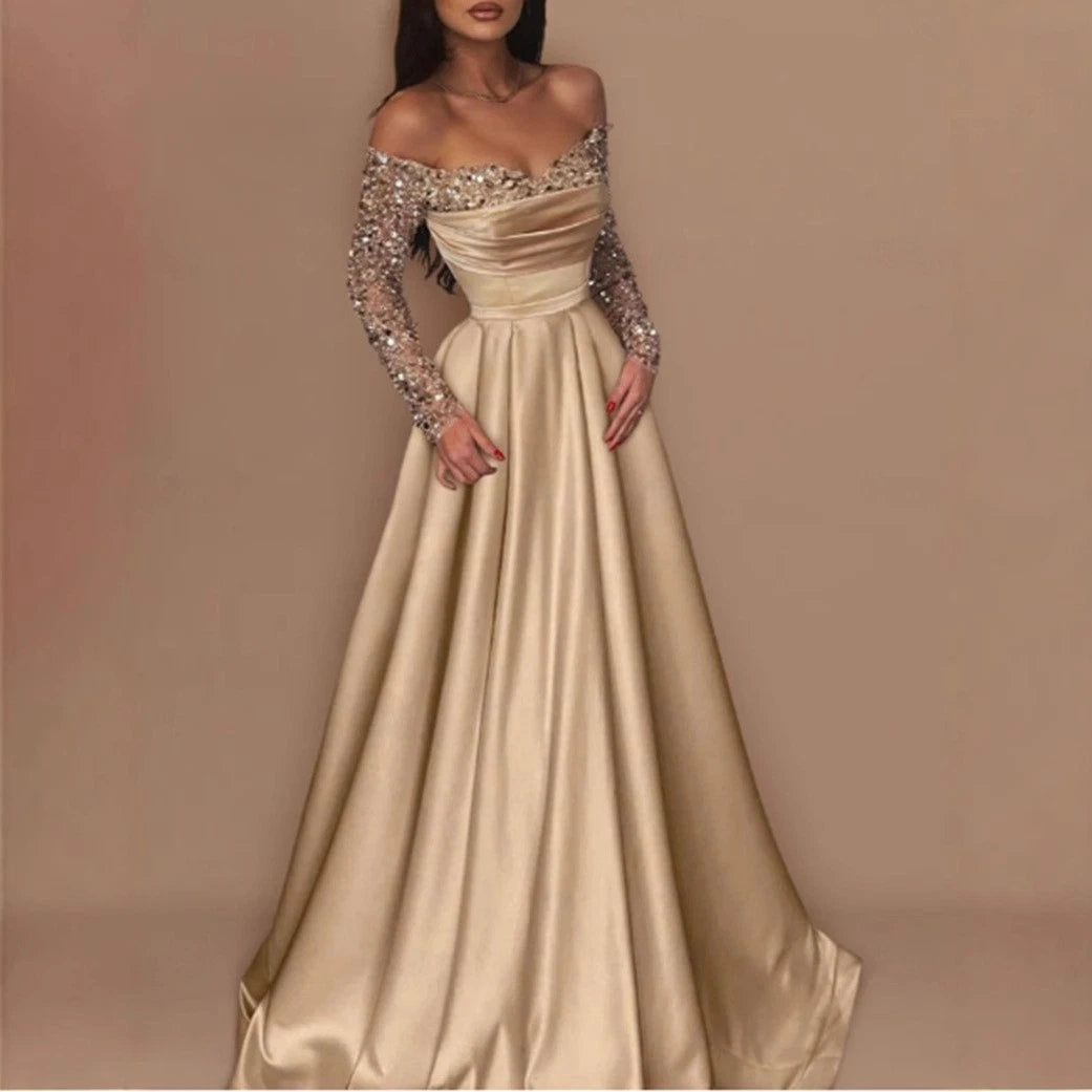Annual Meeting Party Host Sequined Evening Gown Wedding Ball Gown Long Dresses