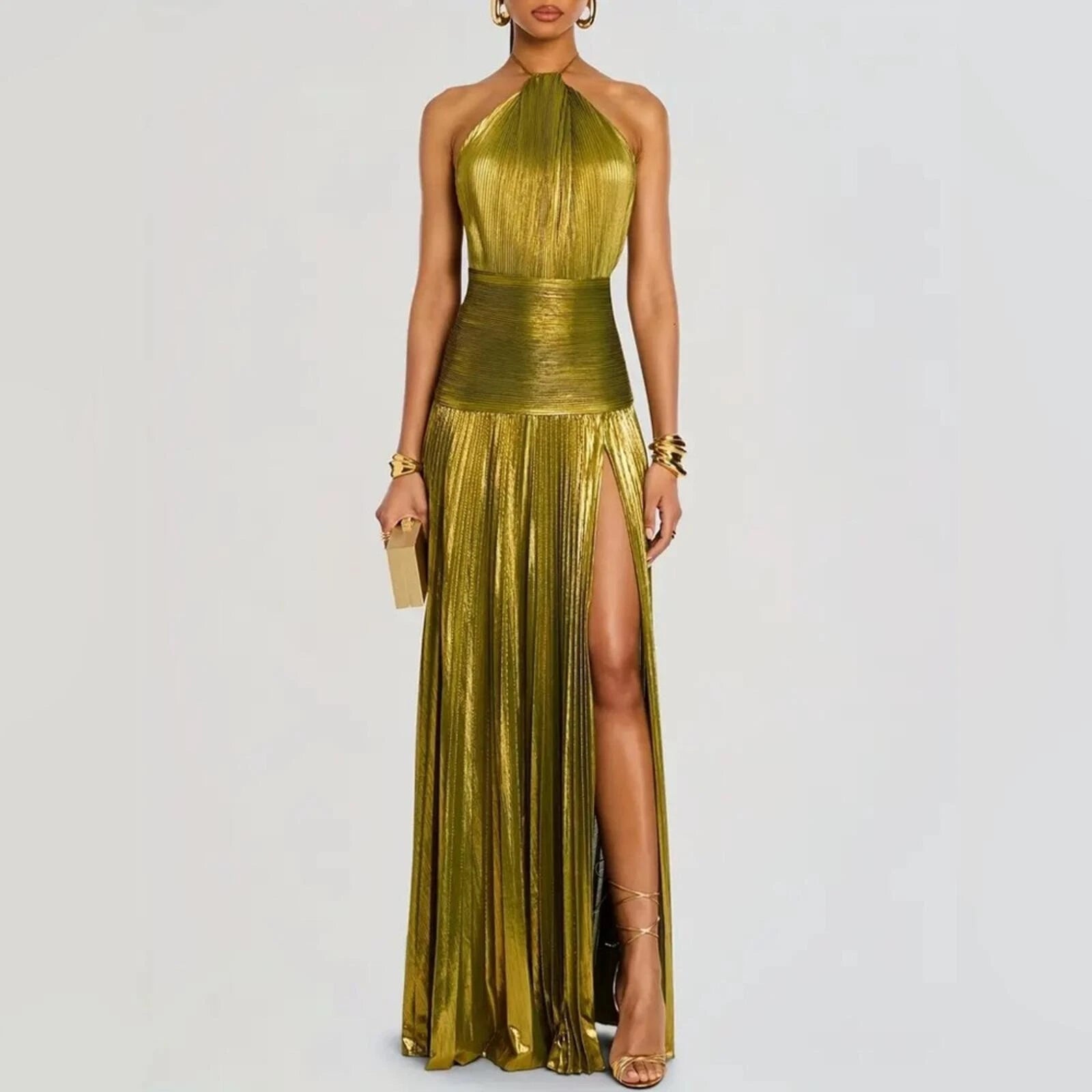 NEW - Elegant Gold Evening‎ Gown Size L